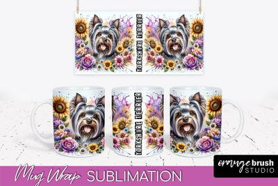Dog Mug Wrap - Dog Mom Floral Coffee Mug PNG Sublimation Sublimation OrangeBrushStudio 