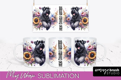 Dog Mug Wrap - Dog Mom Floral Coffee Mug PNG Sublimation Sublimation OrangeBrushStudio 