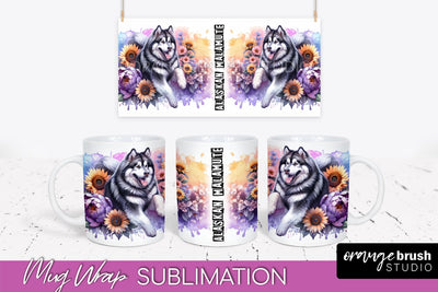 Dog Mug Wrap - Dog Mom Floral Coffee Mug PNG Sublimation Sublimation OrangeBrushStudio 