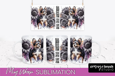 Dog Mug Wrap - Dog Mom Floral Coffee Mug PNG Sublimation Sublimation OrangeBrushStudio 