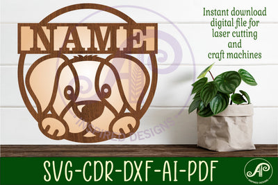 Dog name sign svg laser cut template SVG APInspireddesigns 