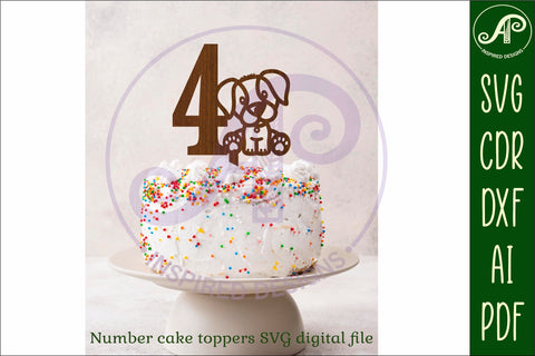 Dog number cake toppers, 10 designs SVG laser cut SVG APInspireddesigns 