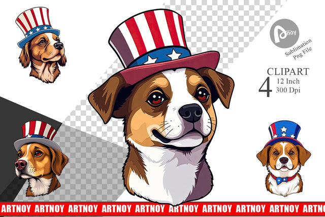 Dog Patriotic Clipart Sublimation artnoy 