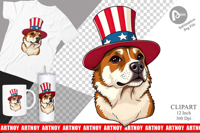 Dog Patriotic Clipart Sublimation artnoy 