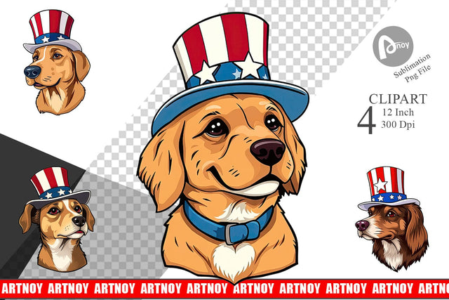 Dog Patriotic Clipart Sublimation artnoy 
