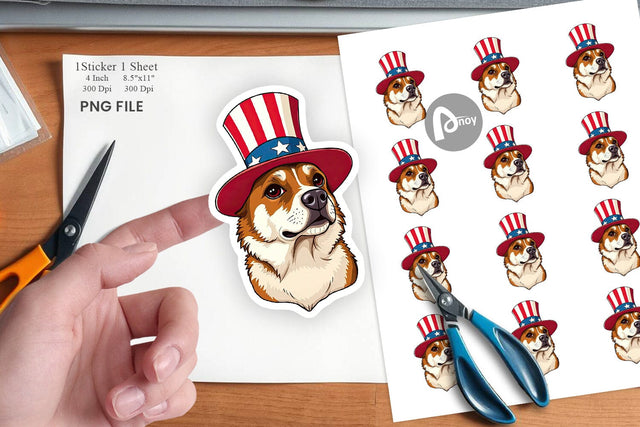 Dog Patriotic Sticker Sublimation artnoy 
