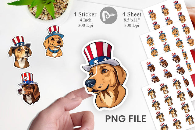 Dog Patriotic Sticker Sublimation artnoy 