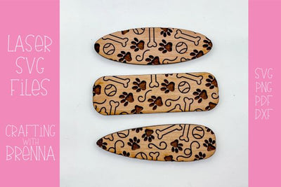Dog Pattern Hair Clips Laser SVG File SVG Crafting With Brenna 