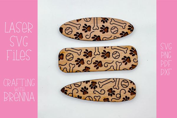 Dog Pattern Hair Clips Laser SVG File SVG Crafting With Brenna 