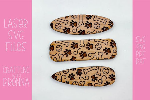 Dog Pattern Hair Clips Laser SVG File SVG Crafting With Brenna 