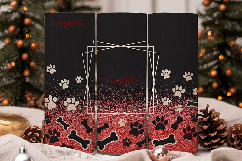 Dog Paw Glitter Tumbler Wrap Sublimation DesignSVG 