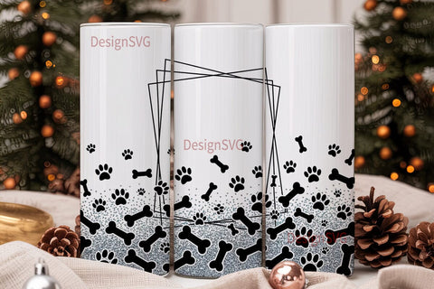 Dog Paw Glitter Tumbler Wrap Sublimation DesignSVG 
