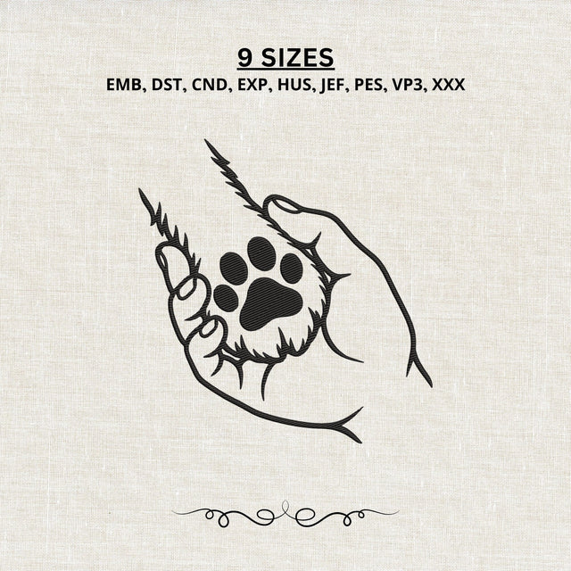 Dog Paw in Human Hands Embroidery Design – Pet Love Paw Print Machine Embroidery File, Dog Mom Pet Memorial Design Embroidery/Applique DESIGNS PatternFeed8 