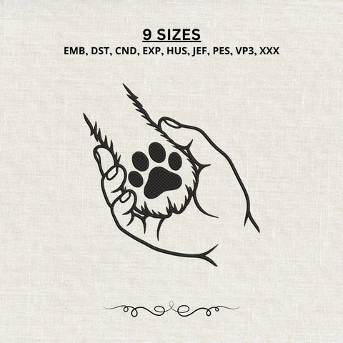 Dog Paw in Human Hands Embroidery Design – Pet Love Paw Print Machine Embroidery File, Dog Mom Pet Memorial Design Embroidery/Applique DESIGNS PatternFeed8 