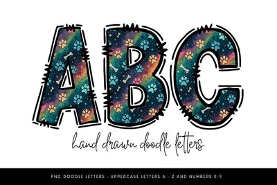 Dog Paw Print Alphabet PNG, Hand Drawn Doodle Letters Sublimation BijouBay 