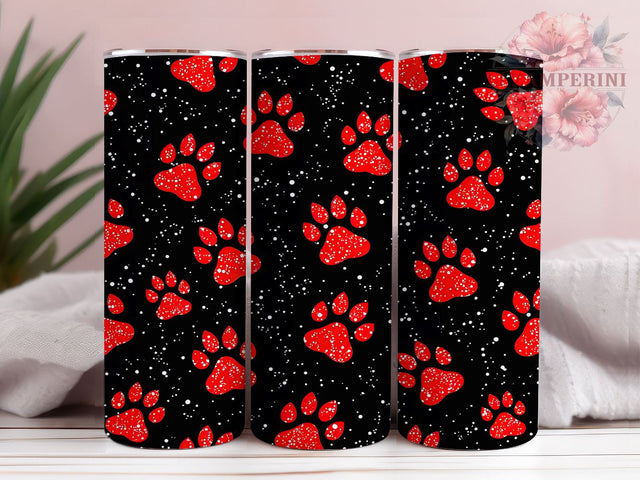 Dog Paw Print Glitter 20oz Tumbler, Paw Print Sublimation, Glitter Tumbler Wrap, 20oz Tumbler, Dog Lover Gift, Pet Tumbler, Paw Print Gift Sublimation Li Zamperini 
