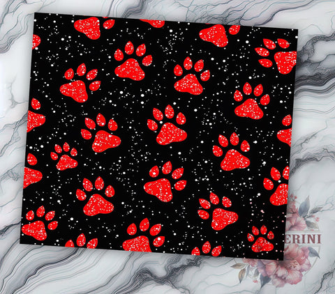 Dog Paw Print Glitter 20oz Tumbler, Paw Print Sublimation, Glitter Tumbler Wrap, 20oz Tumbler, Dog Lover Gift, Pet Tumbler, Paw Print Gift Sublimation Li Zamperini 