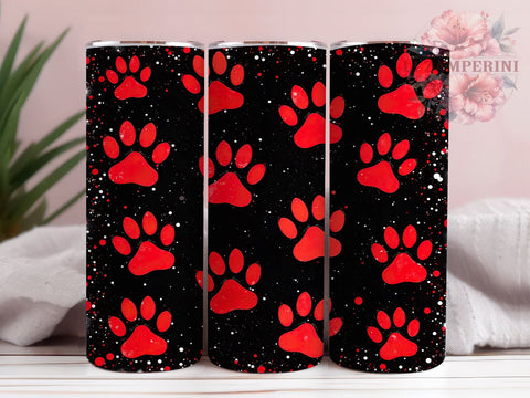 Dog Paw Print Glitter 20oz Tumbler, Paw Print Sublimation, Glitter Tumbler Wrap, 20oz Tumbler, Dog Lover Gift, Pet Tumbler, Paw Print Gift Sublimation Li Zamperini 
