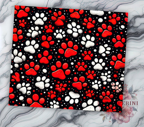 Dog Paw Print Glitter 20oz Tumbler, Paw Print Sublimation, Glitter Tumbler Wrap, 20oz Tumbler, Dog Lover Gift, Pet Tumbler, Paw Print Gift Sublimation Li Zamperini 