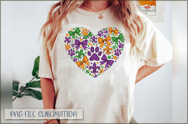 Dog Paw Print Mardi Gras Coquette PNG Sublimation Shetara Begum 