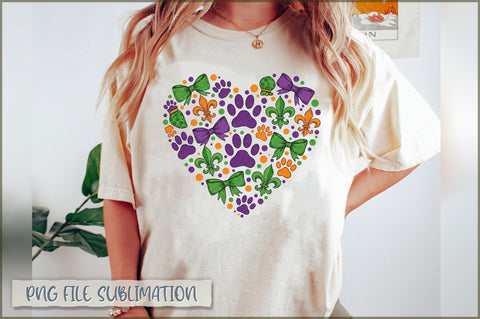 Dog Paw Print Mardi Gras Coquette PNG Sublimation Shetara Begum 