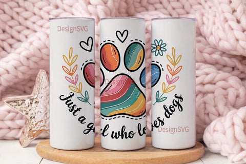 Dog Paw Print Tumbler Wrap Sublimation DesignSVG 