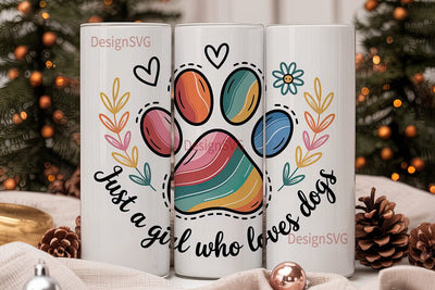 Dog Paw Print Tumbler Wrap Sublimation DesignSVG 