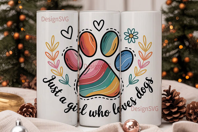 Dog Paw Print Tumbler Wrap Sublimation DesignSVG 