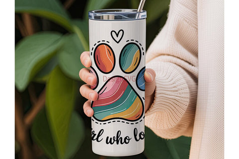 Dog Paw Print Tumbler Wrap Sublimation DesignSVG 