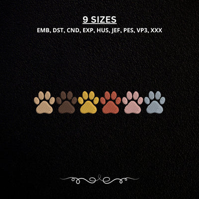 Dog Paw Prints Border Embroidery Design – Colorful Pet Paw Line Machine Embroidery File, Dog Lover Paw Print Design Embroidery/Applique DESIGNS PatternFeed8 