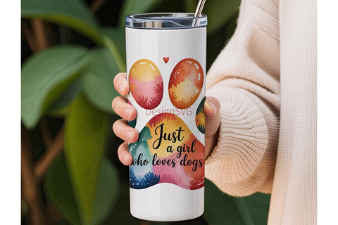 Dog Paw Watercolor 20oz Tumbler Wrap Sublimation DesignSVG 