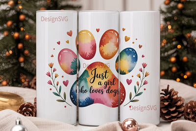Dog Paw Watercolor 20oz Tumbler Wrap Sublimation DesignSVG 