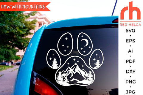 Dog Paw with Mountains SVG, Forest Landscape Cut File, Camper Design, Outdoor Theme, Fur Mama Gifts, Mothers Day DXF SVG RedHelgaArt 