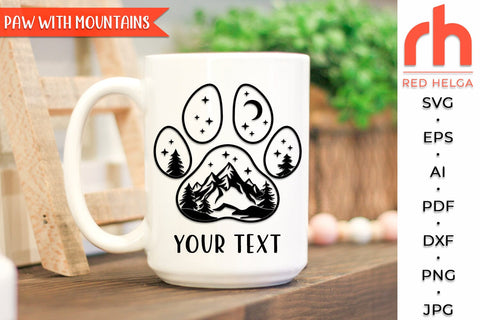 Dog Paw with Mountains SVG, Forest Landscape Cut File, Camper Design, Outdoor Theme, Fur Mama Gifts, Mothers Day DXF SVG RedHelgaArt 