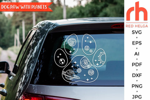 Dog Paw with Planets SVG, Space Landscape Cut File, Cosmic Design, Outdoor Theme, Fur Mama Gifts, Father Day DXF SVG RedHelgaArt 