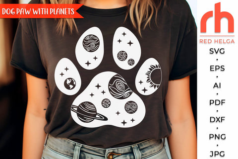 Dog Paw with Planets SVG, Space Landscape Cut File, Cosmic Design, Outdoor Theme, Fur Mama Gifts, Father Day DXF SVG RedHelgaArt 