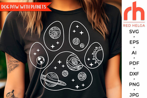 Dog Paw with Planets SVG, Space Landscape Cut File, Cosmic Design, Outdoor Theme, Fur Mama Gifts, Father Day DXF SVG RedHelgaArt 
