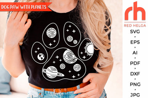Dog Paw with Planets SVG, Space Landscape Cut File, Cosmic Design, Outdoor Theme, Fur Mama Gifts, Father Day DXF SVG RedHelgaArt 