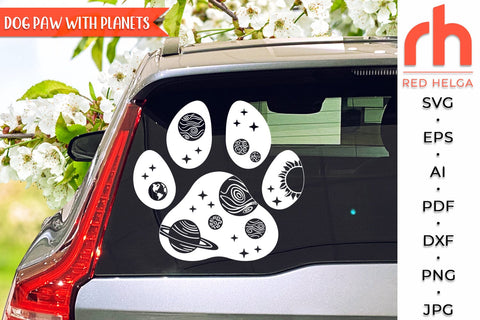 Dog Paw with Planets SVG, Space Landscape Cut File, Cosmic Design, Outdoor Theme, Fur Mama Gifts, Father Day DXF SVG RedHelgaArt 