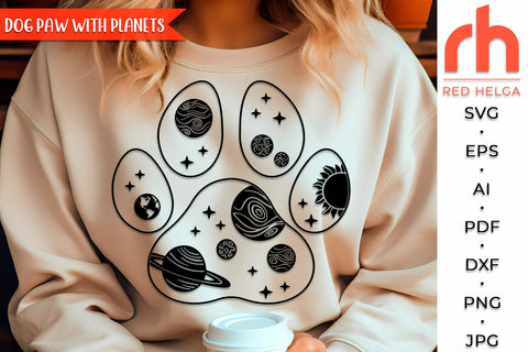 Dog Paw with Planets SVG, Space Landscape Cut File, Cosmic Design, Outdoor Theme, Fur Mama Gifts, Father Day DXF SVG RedHelgaArt 