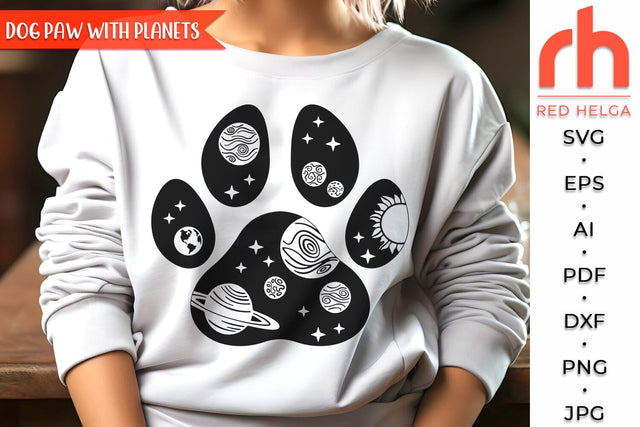 Dog Paw with Planets SVG, Space Landscape Cut File, Cosmic Design, Outdoor Theme, Fur Mama Gifts, Father Day DXF SVG RedHelgaArt 