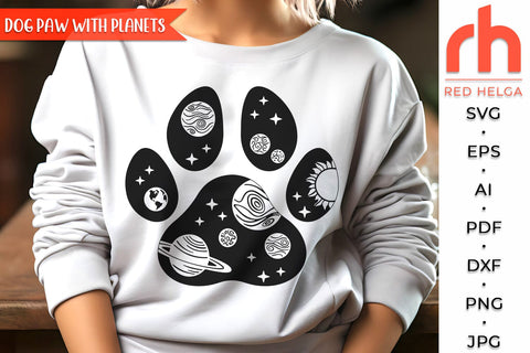 Dog Paw with Planets SVG, Space Landscape Cut File, Cosmic Design, Outdoor Theme, Fur Mama Gifts, Father Day DXF SVG RedHelgaArt 