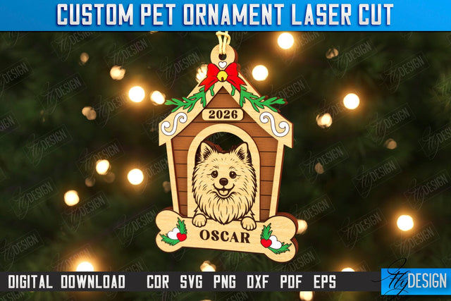 Dog Personalized Ornament Laser Cut | Christmas Tree Decoration | Dog Name Ornament | Christmas Gift Idea | CNC File SVG Fly Design 