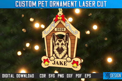 Dog Personalized Ornament Laser Cut | Christmas Tree Decoration | Dog Name Ornament | Christmas Gift Idea | CNC File SVG Fly Design 