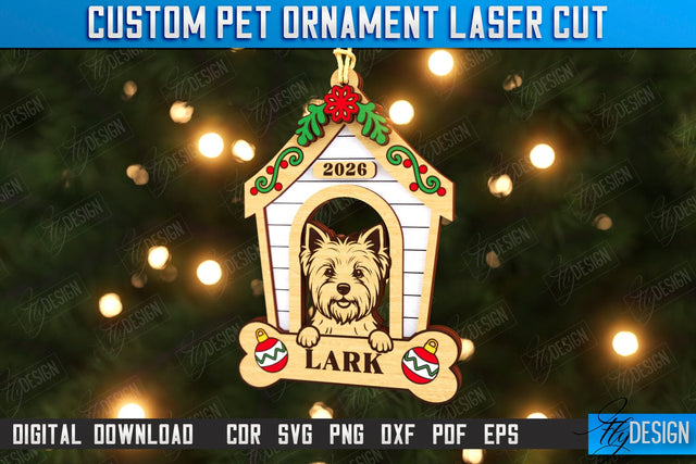 Dog Personalized Ornament Laser Cut | Christmas Tree Decoration | Dog Name Ornament | Christmas Gift Idea | CNC File SVG Fly Design 