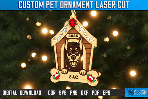 Dog Personalized Ornaments Laser Cut Bundle | Christmas Tree Decoration | Dog Name Ornament | Christmas Gift Idea | CNC File SVG Fly Design 