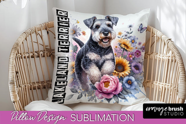 Dog Pillow Cover - Dog Mom Floral Pillow Sublimation Sublimation OrangeBrushStudio 