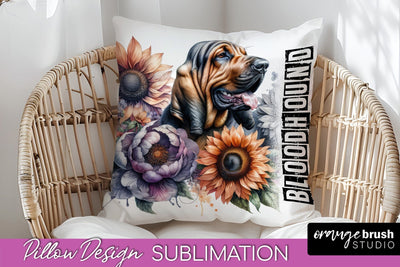 Dog Pillow Cover - Dog Mom Floral Pillow Sublimation Sublimation OrangeBrushStudio 