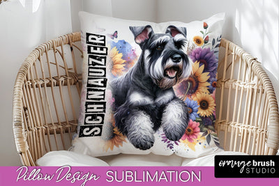 Dog Pillow Cover - Dog Mom Floral Pillow Sublimation Sublimation OrangeBrushStudio 