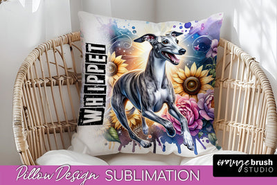 Dog Pillow Cover - Dog Mom Floral Pillow Sublimation Sublimation OrangeBrushStudio 